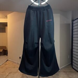 Japanese Brand Wide-leg Flared Baggy Black Sweatpants